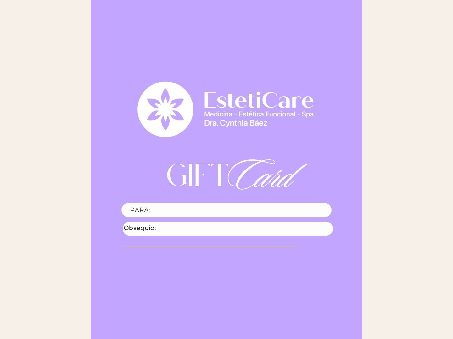 Gift card de EstetiCare